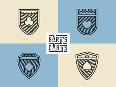 Bard's Cards blue crest illustration line playing cards shield simple type