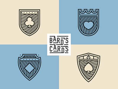 Bard's Cards blue crest illustration line playing cards shield simple type