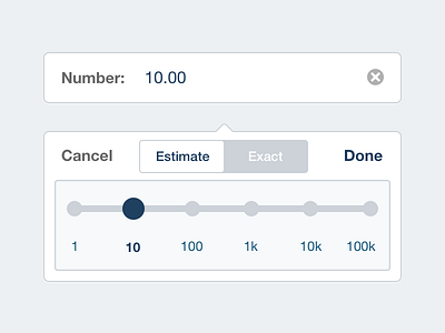 Estimate Number flat form gray ios ipad iphone number picker popover slider toggle ui