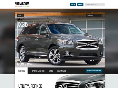 Showroom Detail blurred button cars dropdowns showroom tabs