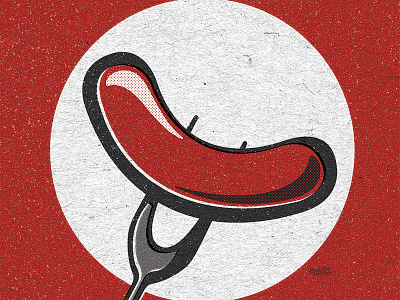 Hotdog, its an illustration! halftone hotdog illustration offset screen print texture vector