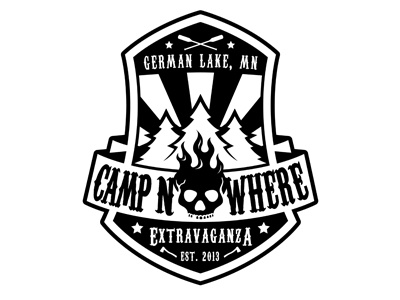 Camp Nowhere Extravaganza Badge Design badge badge design black and white camp nowhere graphic design skull