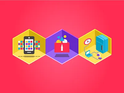 Infographic elements 1 apps clean elements geometry objects red tech technology vector