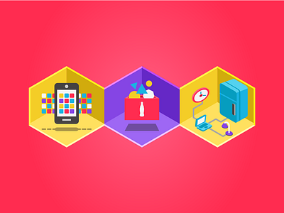 Infographic elements 1 apps clean elements geometry objects red tech technology vector