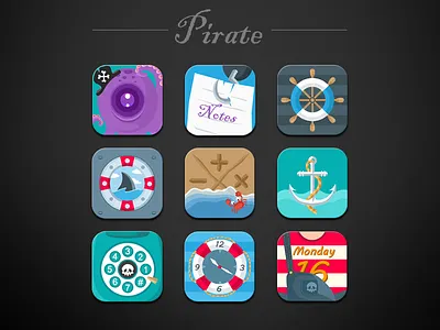 Pirate theme icons color cute icons illustrations pirate theme