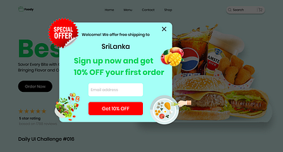 Pop Up Overlay | UI Design | Daily UI Challenge #016 dailyui dailyui016 designchallenge dribbble resturant ui ui design web design