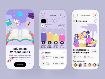 Online education - Mobile app app design college e learning education learning learning platform mobile app online class online course online education school ui university ux