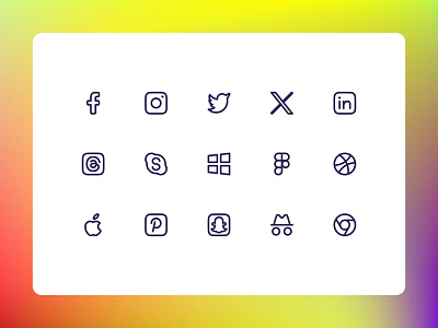 Interactive Social & Brands Line Icons - Foster Connections app icon icon icon library icon pack iconography icons line icon social media icons