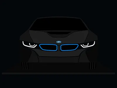 BMW i8 in the night black blue bmw car cars electricity future i8 laser light