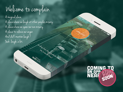 Complain much? android app complain debut design ios iphone landing page platform social splash ui