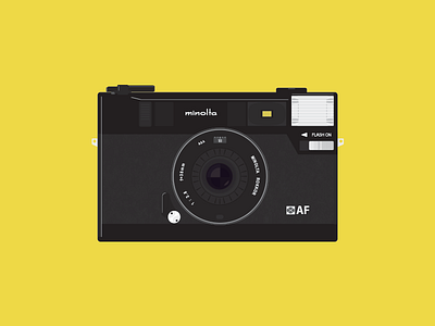 Minolta Hi Matic black camera flash flat hi illustration line matic minolta