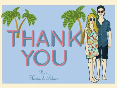 Thank You Card for Tricia + Adam graphic design illustration invitation invitations mail thank you typography wedding wedding invitation