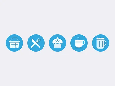 Business Icons basket beer coffee cupcake fork icon illustration knife mug
