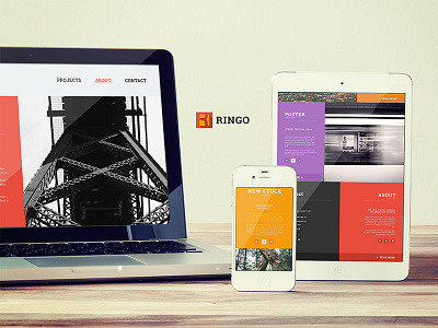 Ringo creative flat minimalistic modern one page portfolio psd responsive ringo studio template