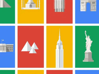 Google Maps "Smarty Pins" Landmark assets building city game google icon landmark tower trivia vector