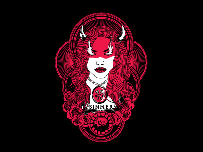 Sinner 2 era evil fire graphic illustration new red saint shirt tee woman