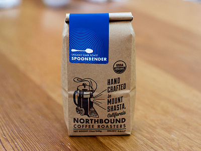 Spoonbender Packaging brown coffee kraft label northbound coffee roasters packaging spoonbender type typography