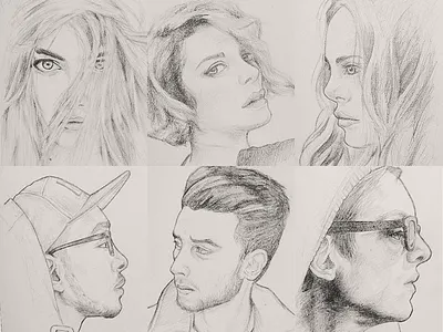 Sketches achromatic art detail drawing pencil people shading sketch texture