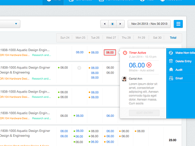 skeo2 blue clean corporate dashboard number table timer timesheet ui ux