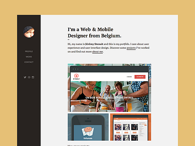 Portfolio v3 belgium black clean design grey interface minimal mobile portfolio sidebar web web design