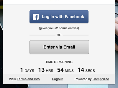 Comprized UI button competition cta email facebook modal timer ui