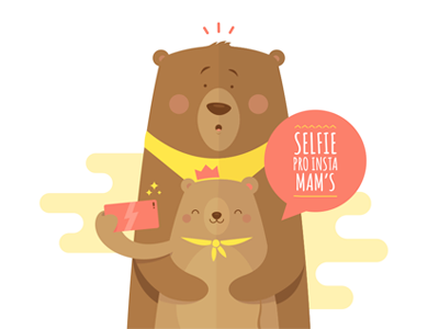 Selfie bear camera colors illustration selfie