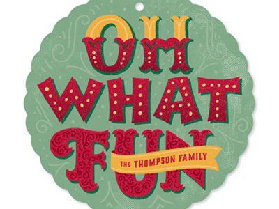 Oh what fun christmas christmas card drawn hand lettering lettering ornament whimsical