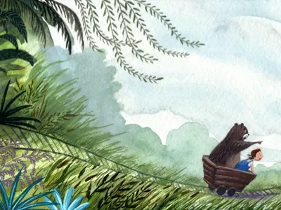 Look out! gouache illustration picture book watercolor