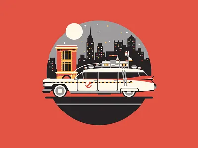 Call the Professionals car city dan kuhlken dkng ecto 1 geometric ghostbusters icon nathan goldman new york vector