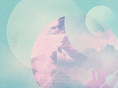 Thicket abstract album art circle color distort halftone lines planet shape texture wave