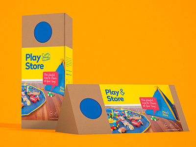 Play & Store ampersand box kids packaging toy triangle yellow