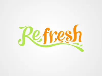 Refresh English Logo brand design english fresh fruit graphic juice kiwi logo natural orange refresh