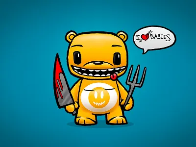 Uncarebear bear cannibal cannibalbear care bear illustration om nom nom