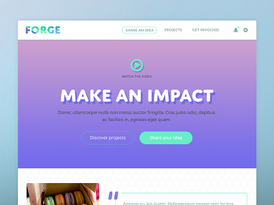 Forge UI flat forge gradient header hero notification purple teal ui web web design website