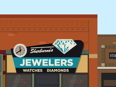 Sherburne's Jewelers architecture building illustration minnesota stillwater vector vector vector