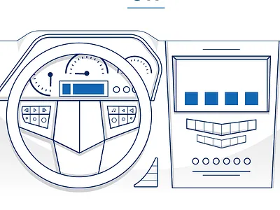 Dashboard Study car dashboard gage line minimal shadow steering wheel
