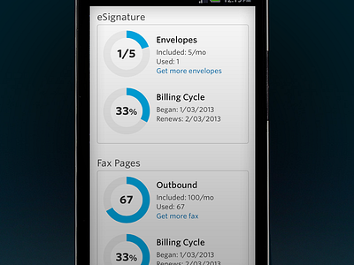 Usage Meters interface meters mobile ui