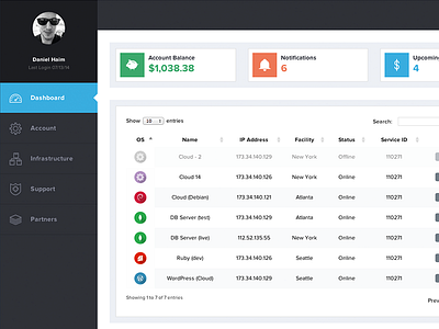 Control Panel - Design Development #2 admin avatar billing cloud control panel dashboard hosting icons ui user interface ux