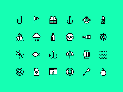 Nautical Icons boat icon bottle icon compass icon hook icon life jacket icon nautical icons paddle icon shorts icon skull icon tank icon wave icon fish icon