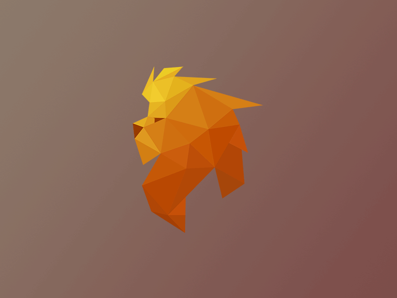 Lion d'Oc logo animal animated lion logo low poly orange