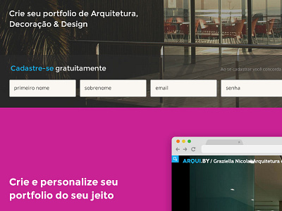 Arquiby 2.0 architecture portfolio signup flow