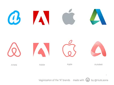 "A" brand logos redesigned with Airbnb style adobe airbnb apple branding design illustration logo spoof vector
