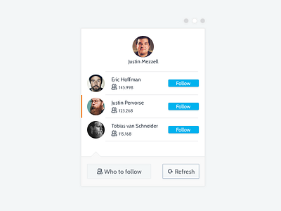 Who to follow design follow modal refresh ui web