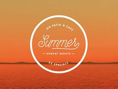 Summer Sunday Nights Promo badge cafe circle gradient heat lake logo noise script script logo summer sunday