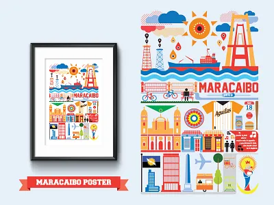 Maracaibo Poster afiche building city colors flat illustration maracaibo poster simple vector venezuela