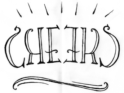 Cheers ambigram cheers hand lettering mirror sketch