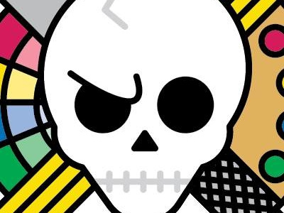 Art Skull logo art color wheel design paint pallet pencil skeleton skull xacto knife