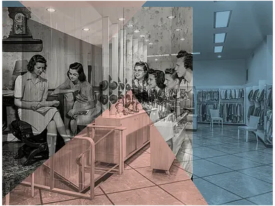 Kitsch blue color colour design found photographs photomanipulation pink shapes