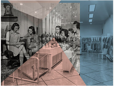 Kitsch blue color colour design found photographs photomanipulation pink shapes