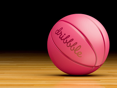 Hello Dribbble 1st post 3d ahurig basketball blender cgi fuchsia maxence purple realism rose wood